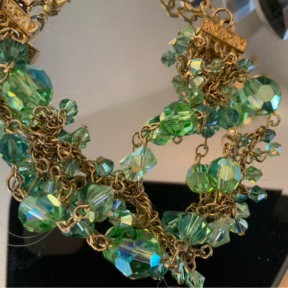 Elegant Green and Gold Bracelet Vintage marked